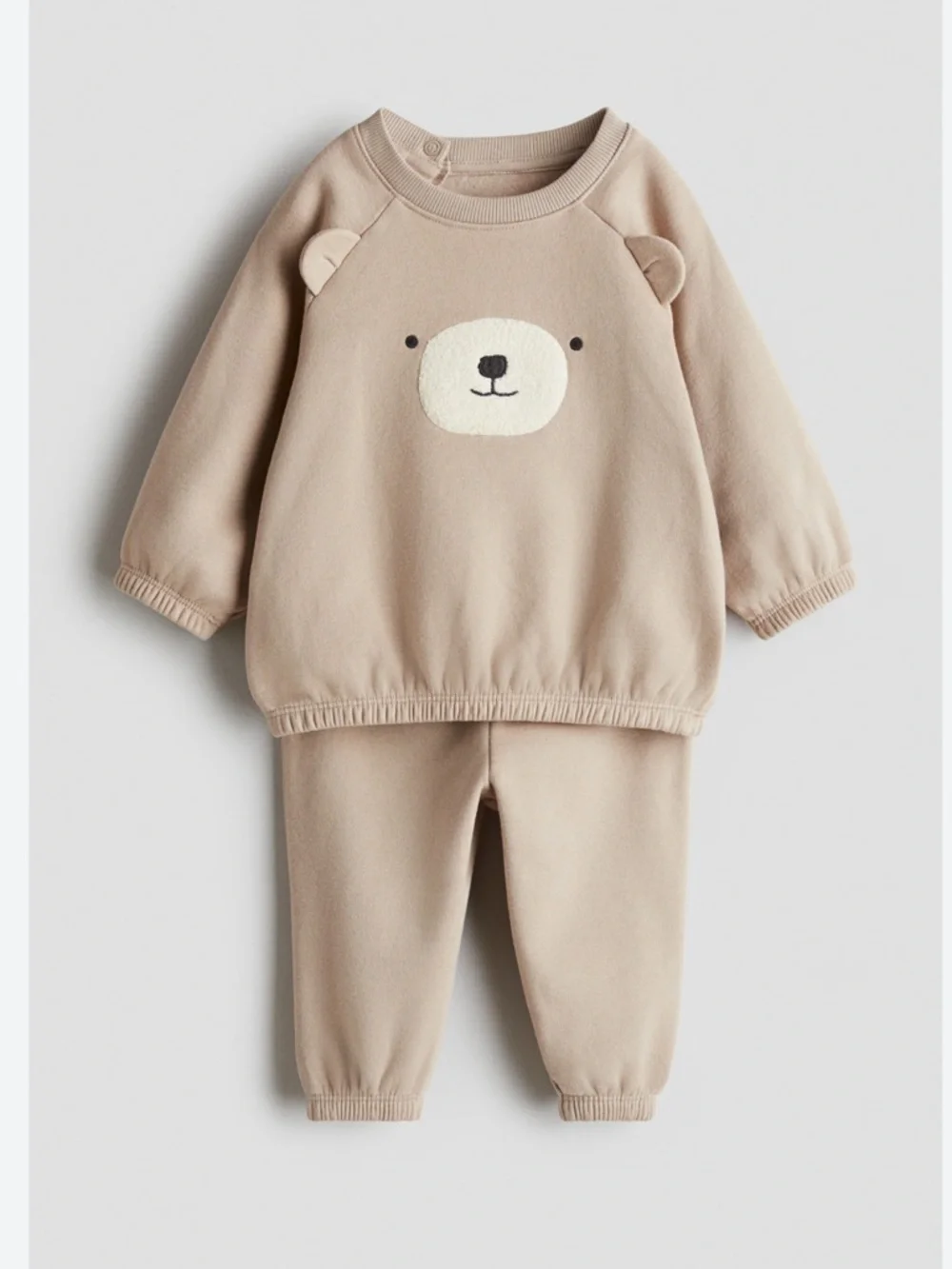 Beige Teddy-Detail 2-Piece Sweatshirt Set! Like new!